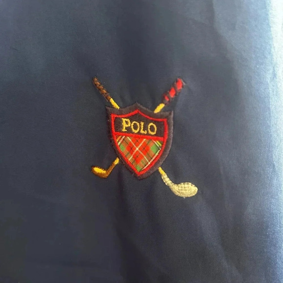 Polo Golf Ralph Lauren Blue Pullover Windbreaker Jacket Tartan Crest Size XL - Picture 3 of 4